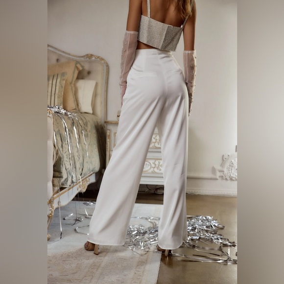 12th Tribe Halley White Satin Trousers Medium - Picture 4 of 6